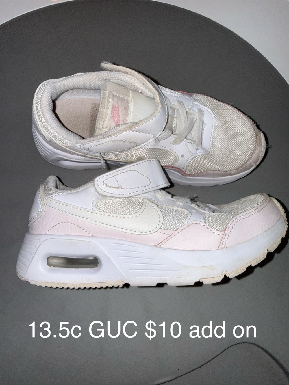 Nike Air Kids White and Light Pink Velcro Athletic Sneakers